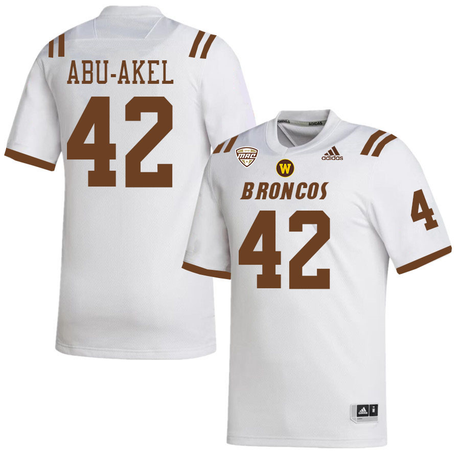 #42 Andrew Abu-Akel Western Michigan Broncos College Football Jerseys Stitched-White